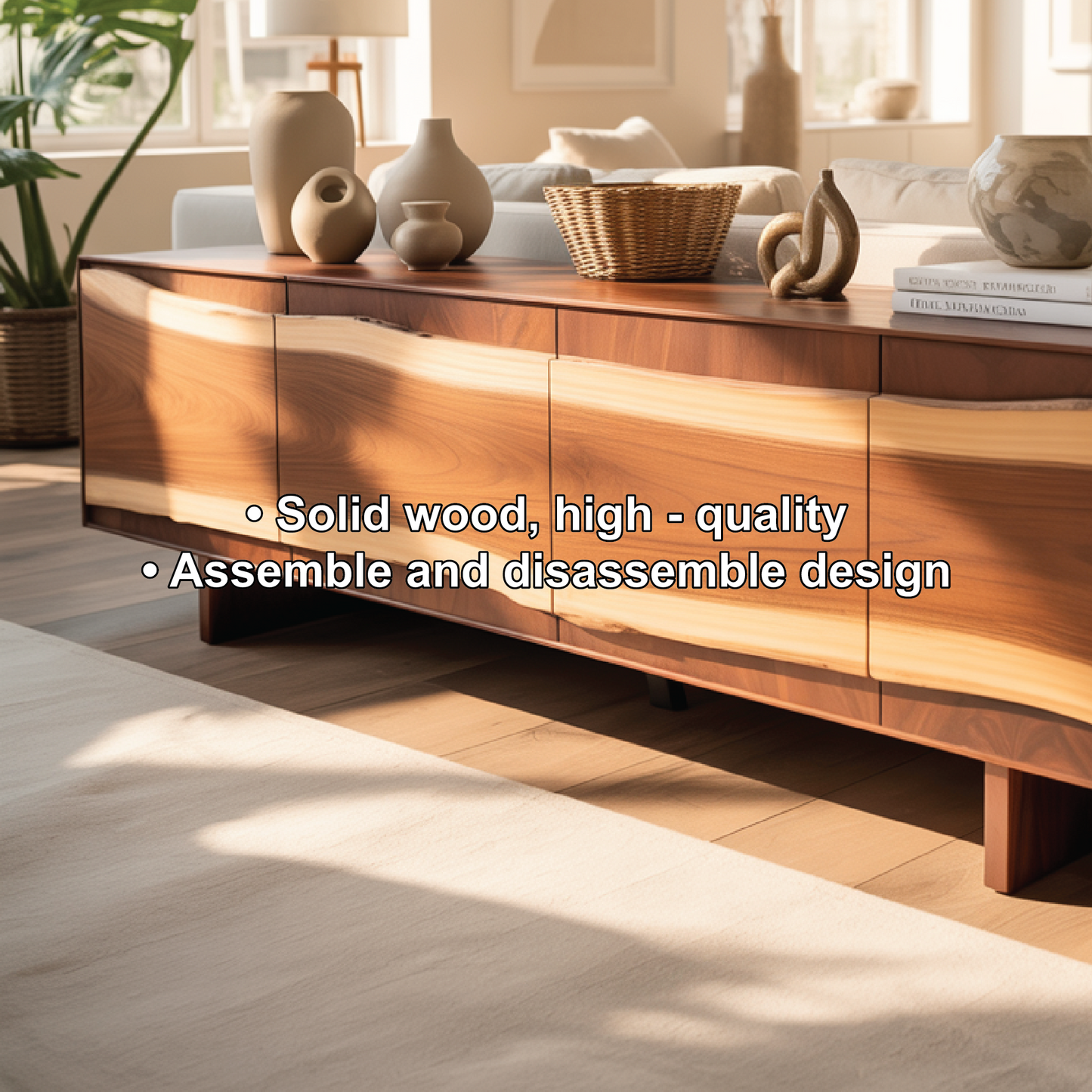 Solid Wood Console Table with Natural Flowing Grain | Handcrafted Luxury Living Room Furniture Lynnsnail