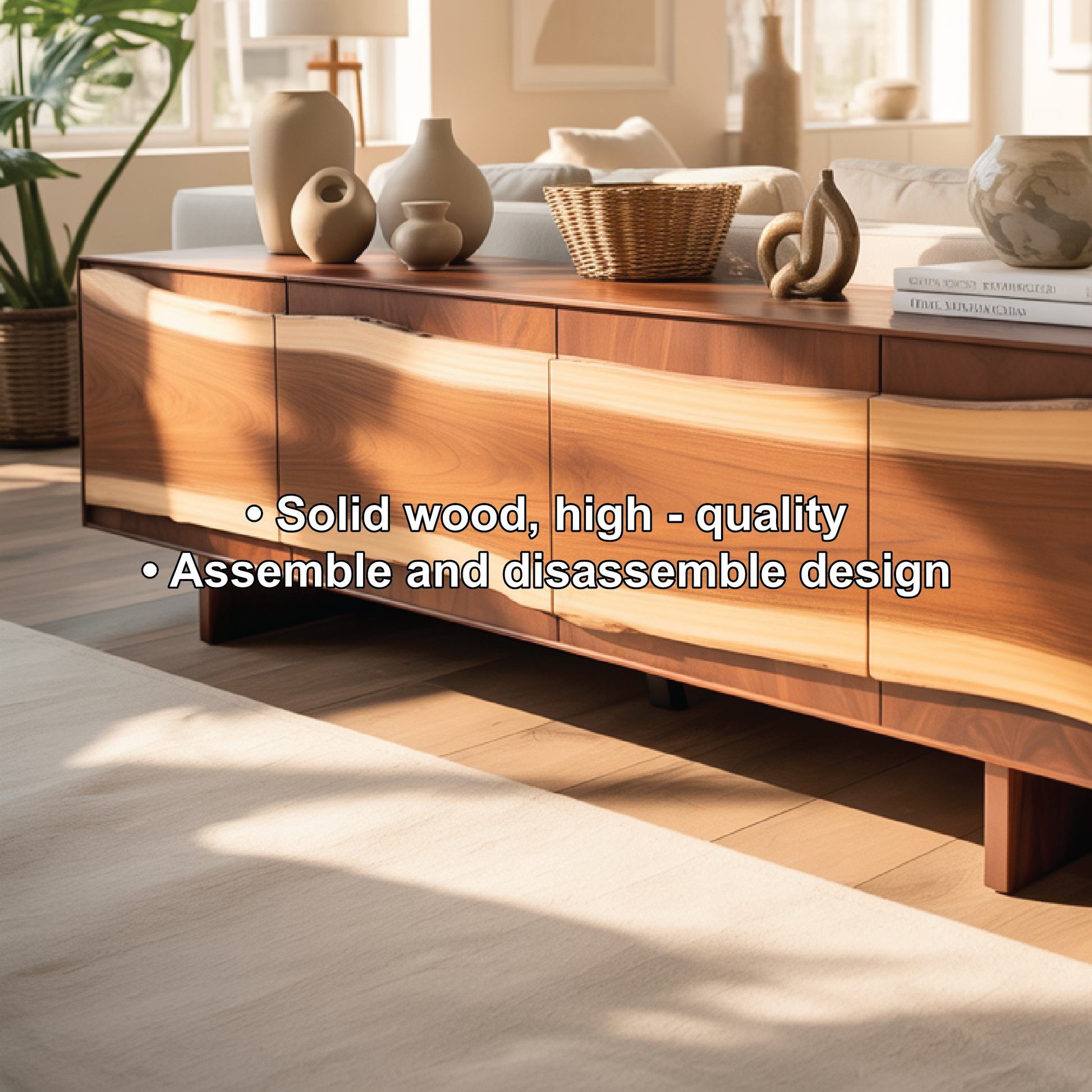 Solid Wood Console Table with Natural Flowing Grain | Handcrafted Luxury Living Room Furniture Lynnsnail