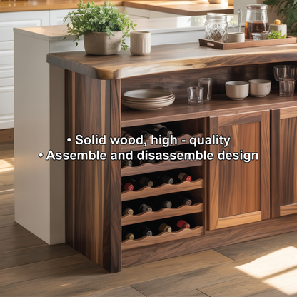 Handcrafted Solid Wood Wine Cabinet for Dining Room | Elegant Natural Storage & Display Lynnsnail