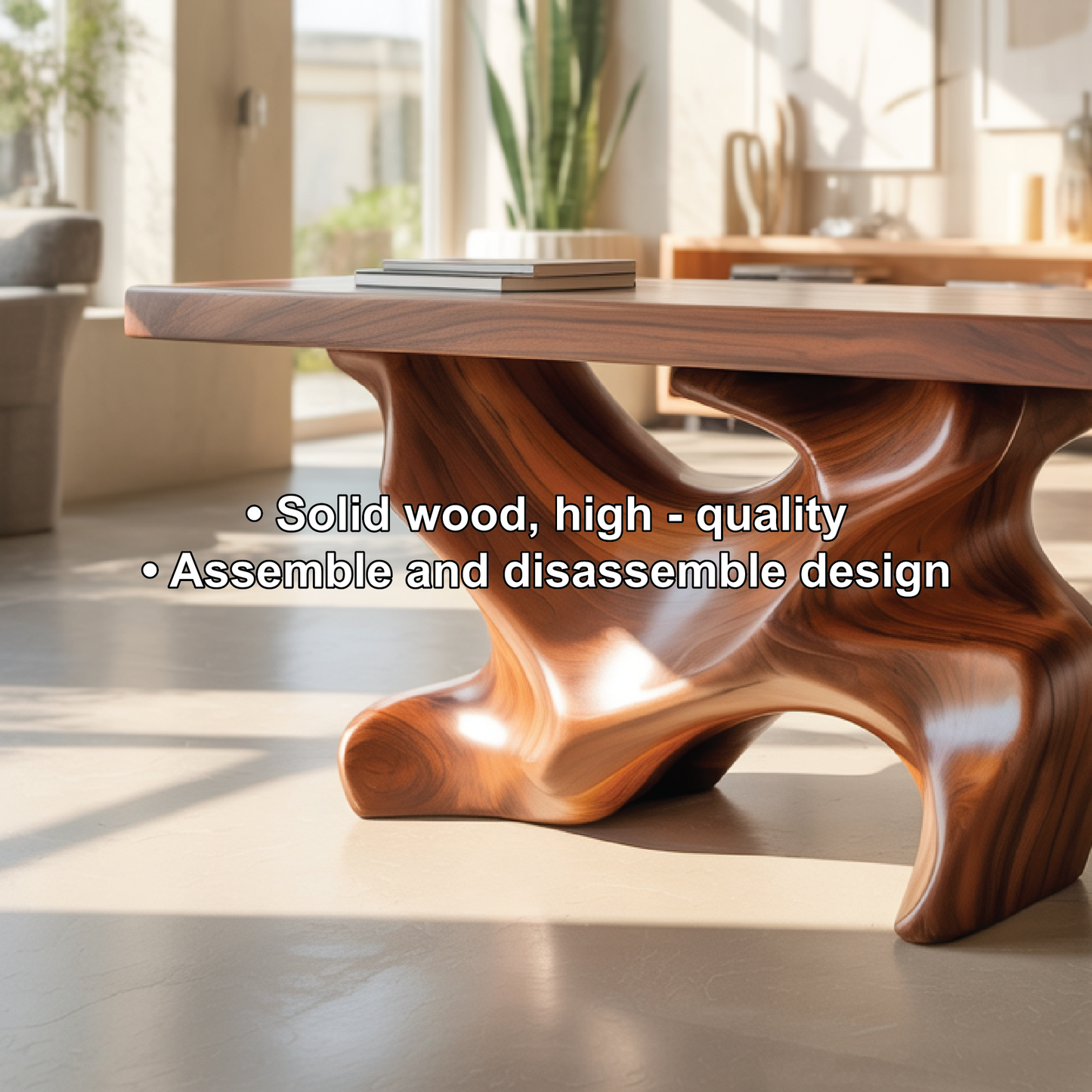 Solid Wood Console Table with Sculptural Organic Base – Handcrafted Statement Furniture Lynnsnail