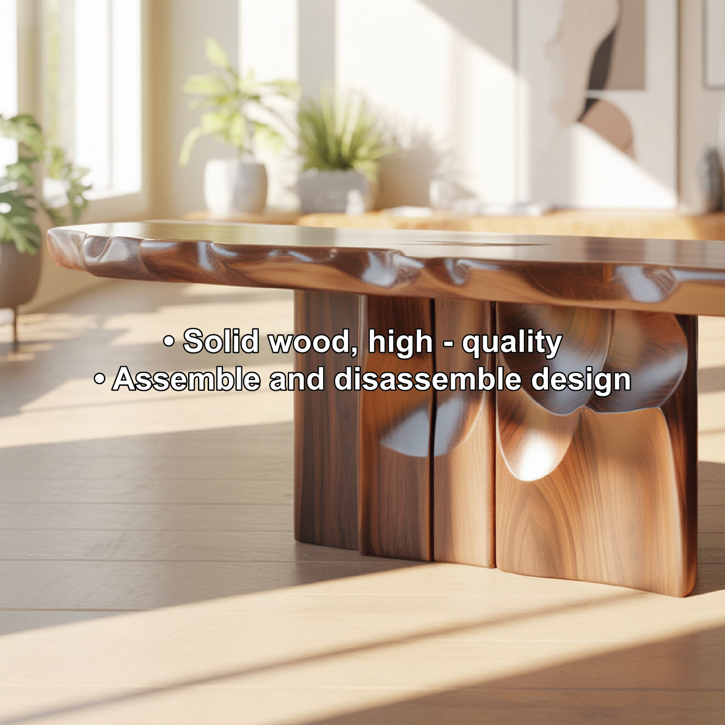 Handcrafted Solid Wood Console Table with Sculpted Base and Organic Live-Edge Design Lynnsnail