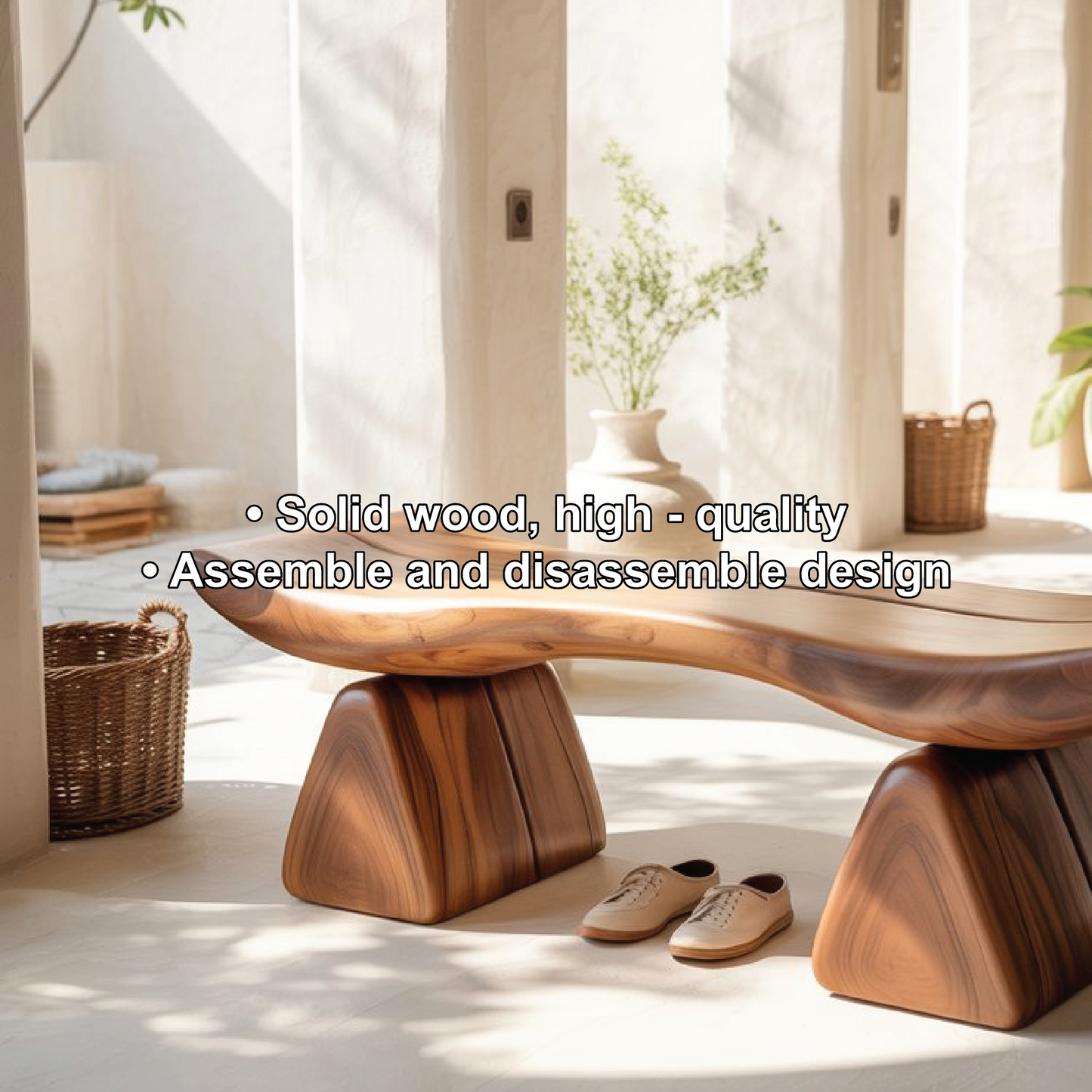 Handcrafted Solid Wood Entryway Bench with Sculpted Organic Form for Modern Minimalist Spaces Lynnsnail