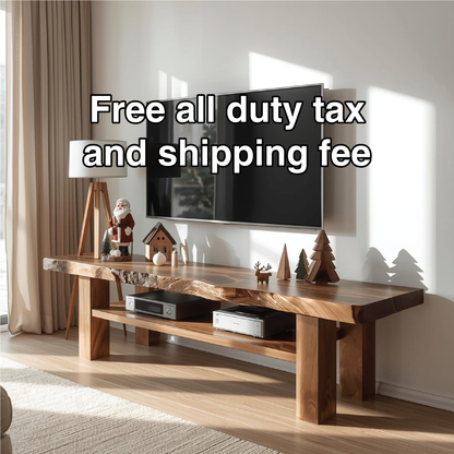 Handcrafted Solid Wood Live Edge TV Stand with Natural Finish for Modern and Rustic Interiors Lynnsnail
