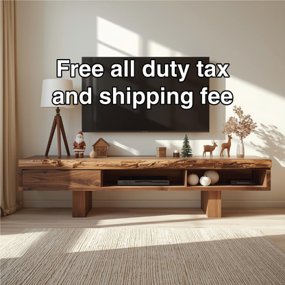 Handcrafted Solid Wood Live Edge TV Stand with Minimalist Design for Elegant Modern Interiors Lynnsnail