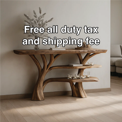 Handcrafted Solid Wood Tree Console Table with Multi-Tier Organic Design for Modern Interiors Lynnsnail