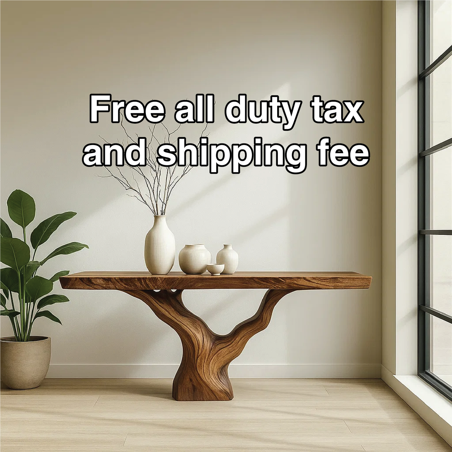 Handcrafted Solid Wood Tree Console Table with Natural Live Edge Design for Modern Homes Lynnsnail
