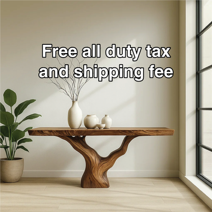 Handcrafted Solid Wood Tree Console Table with Natural Live Edge Design for Modern Homes Lynnsnail