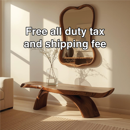 Handcrafted Solid Wood Entryway Bench with Curved Live Edge Design for Modern Natural Interiors Lynnsnail