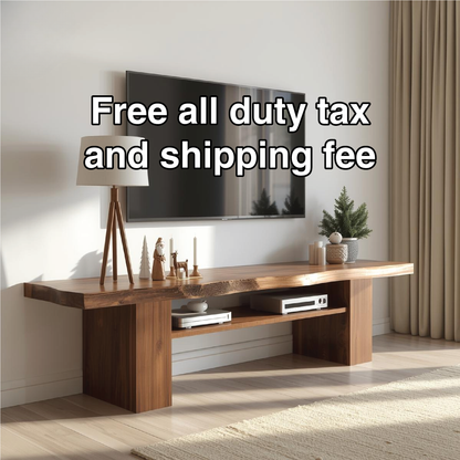 Handcrafted Solid Wood Live Edge TV Stand with Natural Finish for Modern and Rustic Interiors Lynnsnail