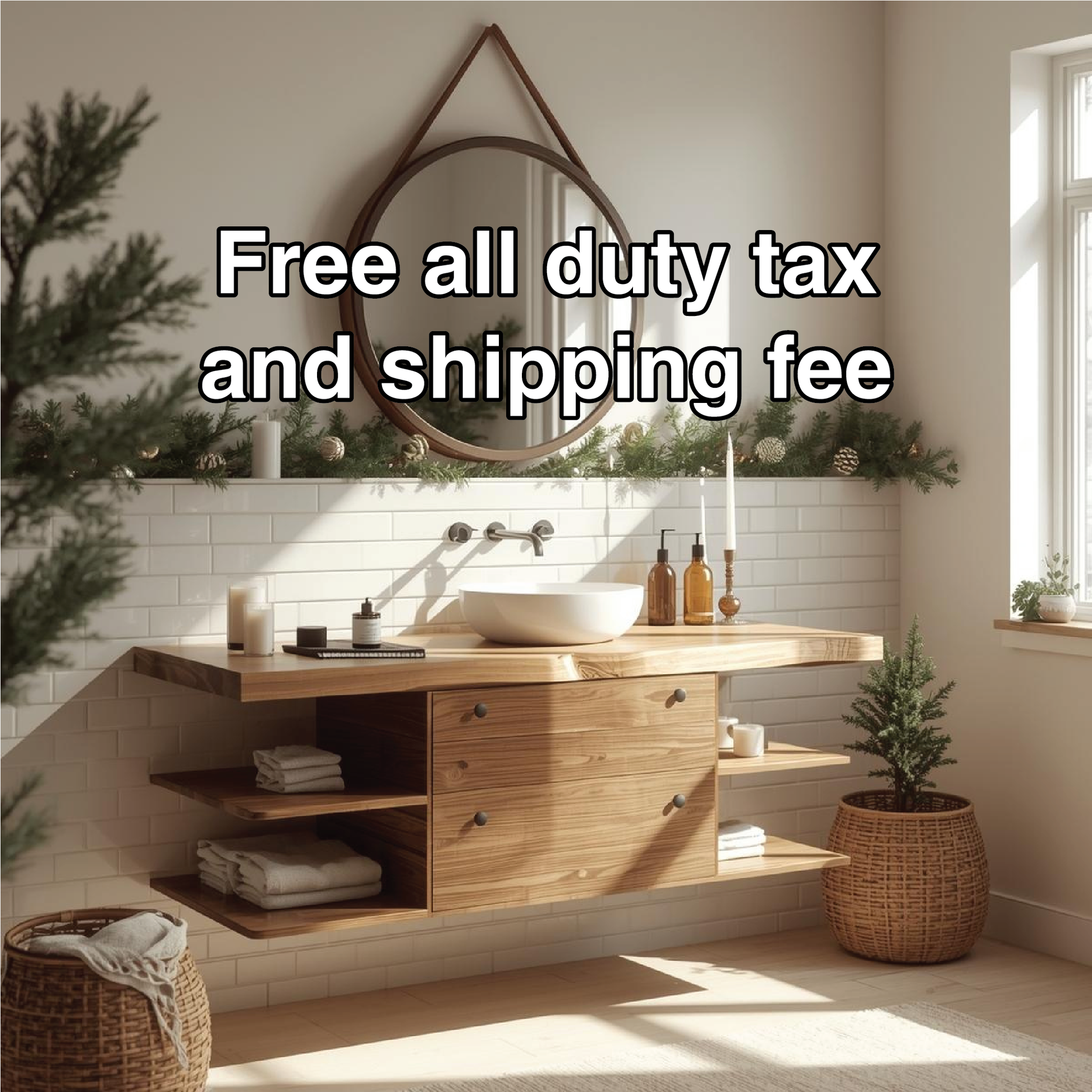 Handcrafted Solid Wood Floating Bathroom Vanity with Shelf Storage and Natural Modern Design Lynnsnail