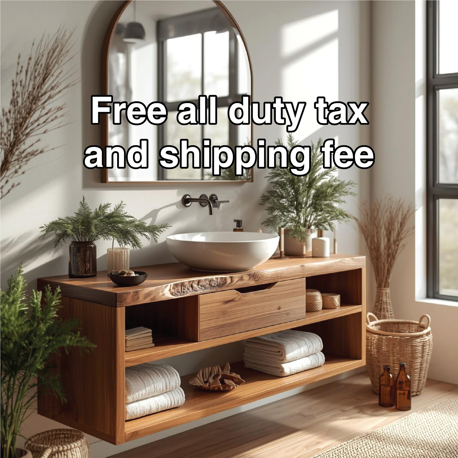 Handcrafted Solid Wood Floating Bathroom Vanity with Open Shelf Storage and Natural Live Edge Lynnsnail