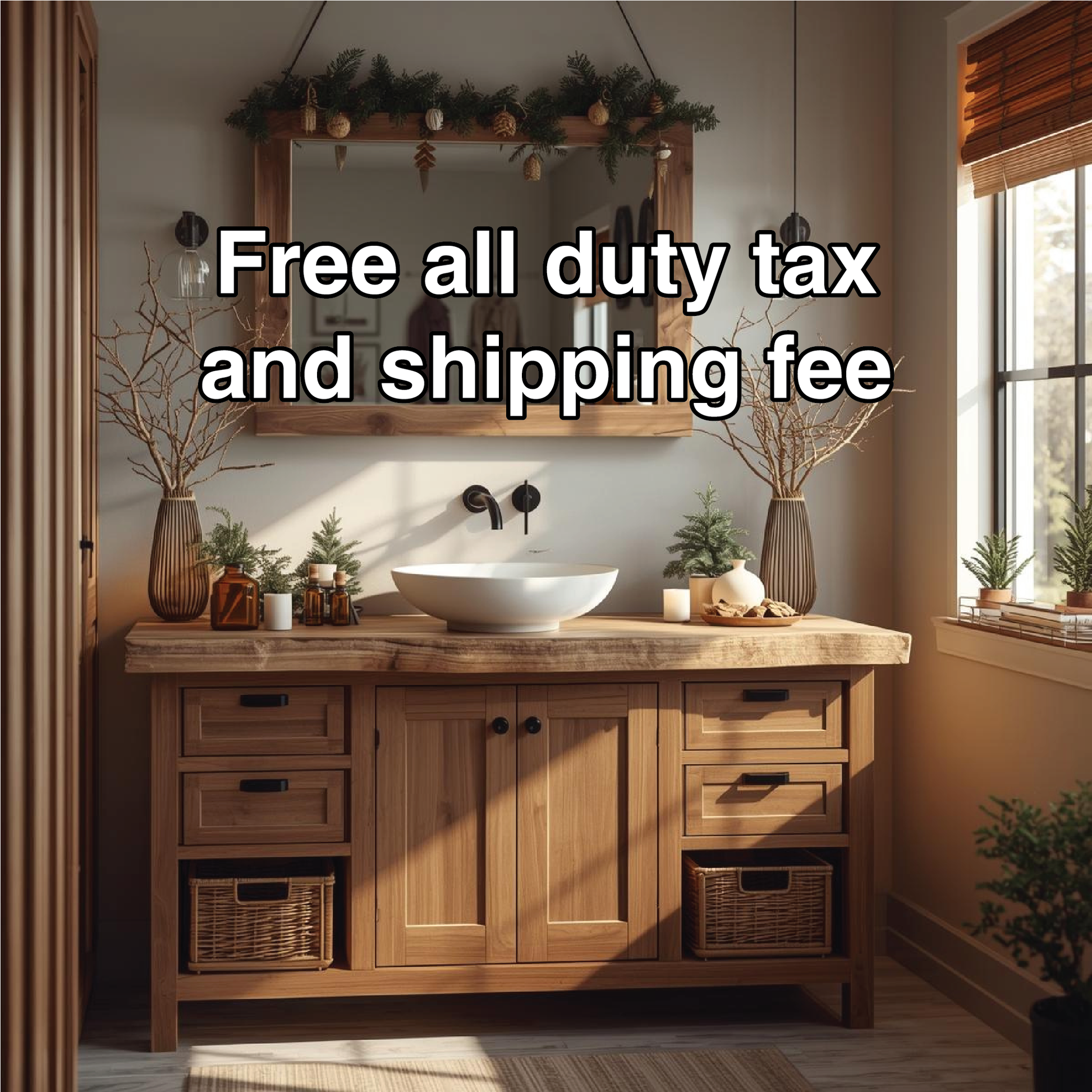 Handcrafted Solid Wood Bathroom Vanity with Live Edge Top and Rustic Storage Design Lynnsnail