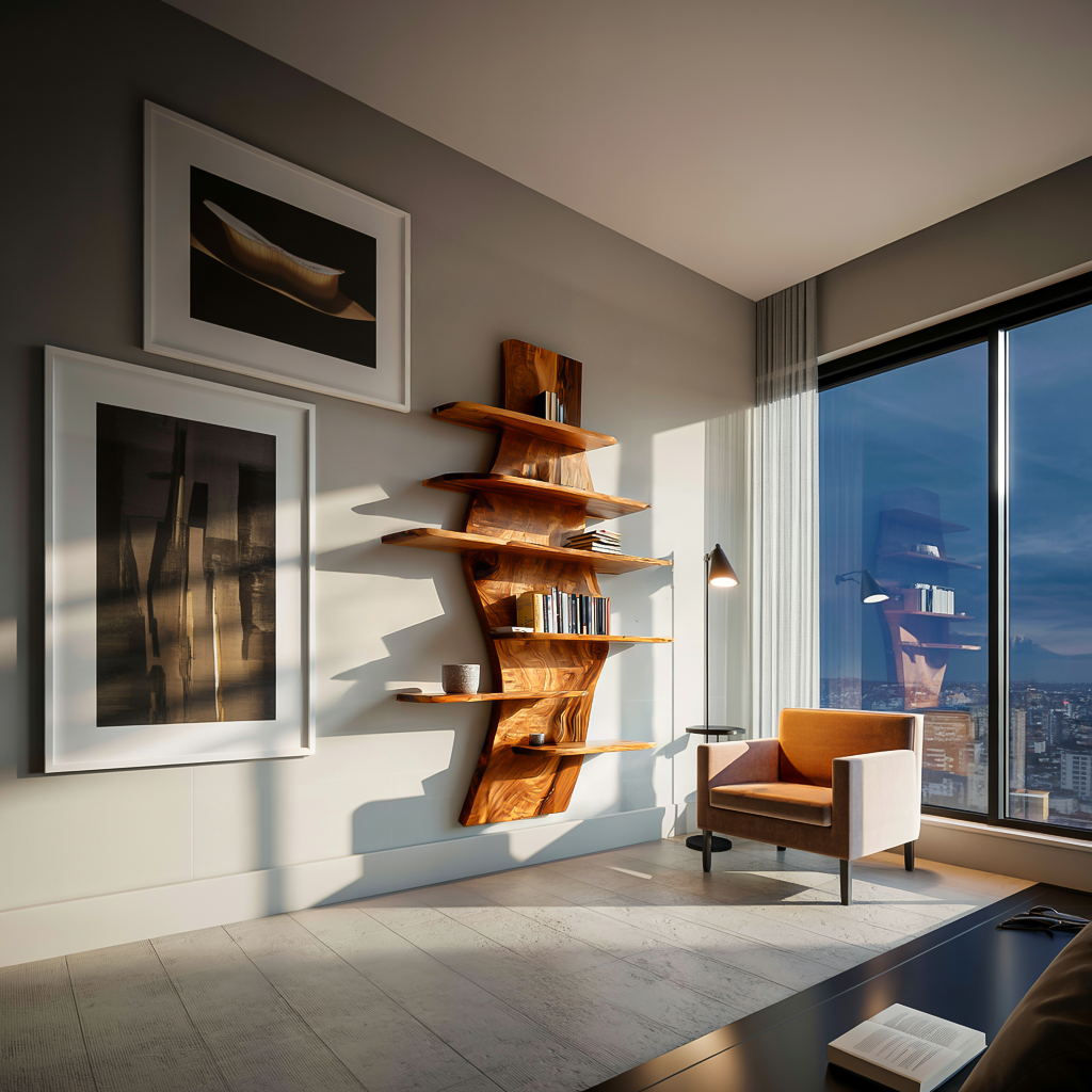 Contemporary Wooden Wall Mounted Bookshelf For Living Room Lynnsnail