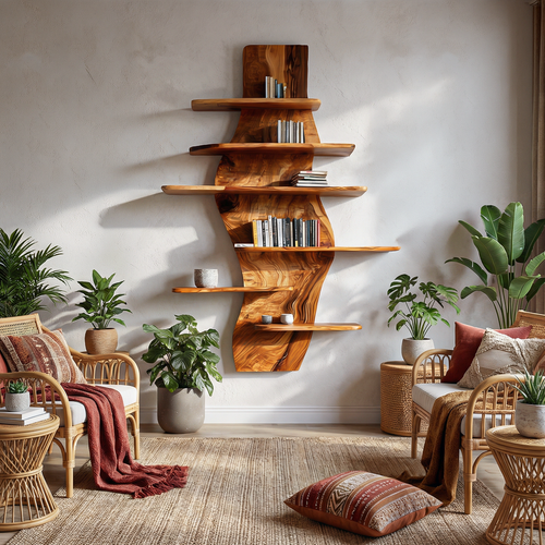 Contemporary Wooden Wall Mounted Bookshelf For Living Room Lynnsnail