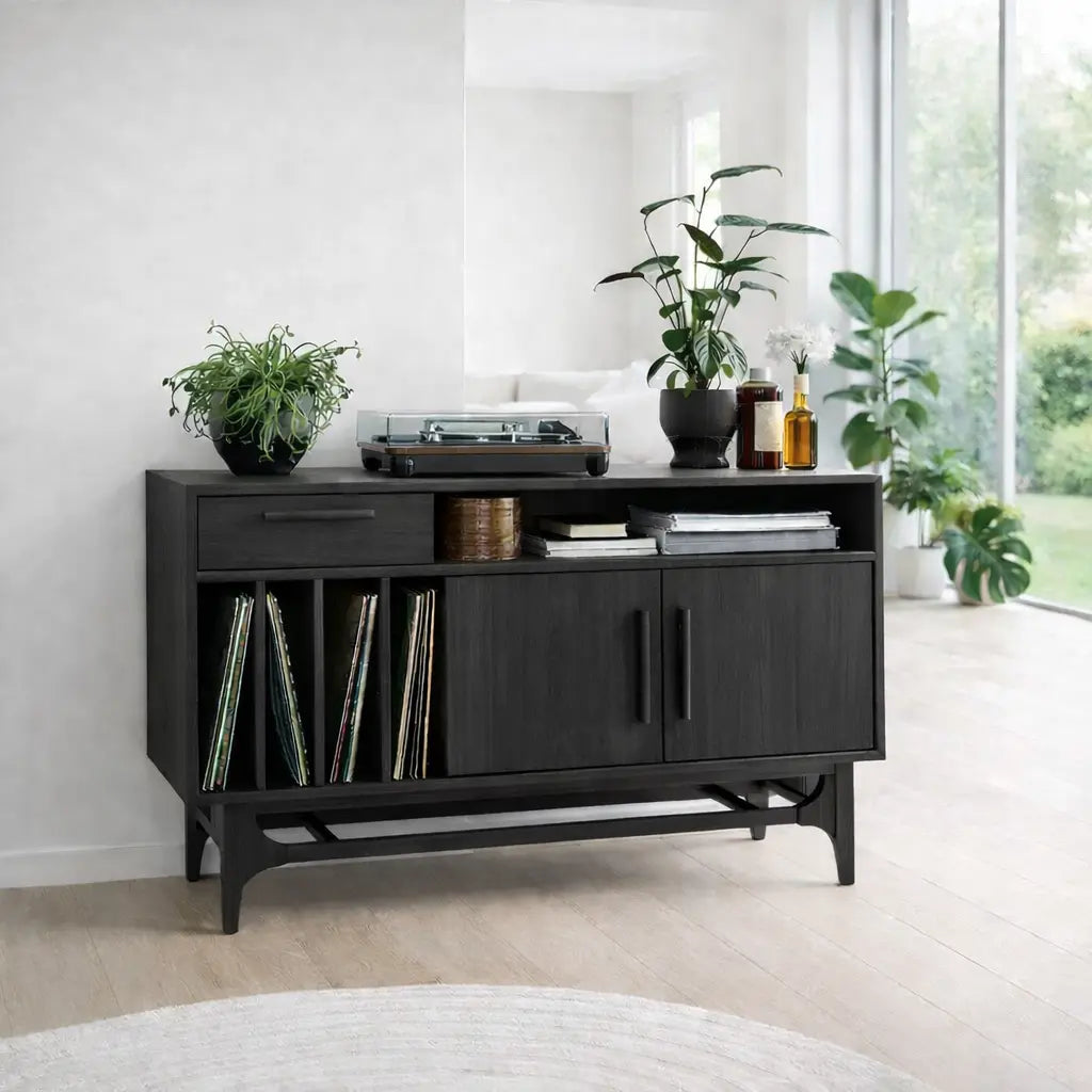 Modern Console Table with Drawer, Cabinet & Open Shelf Lynnsnail