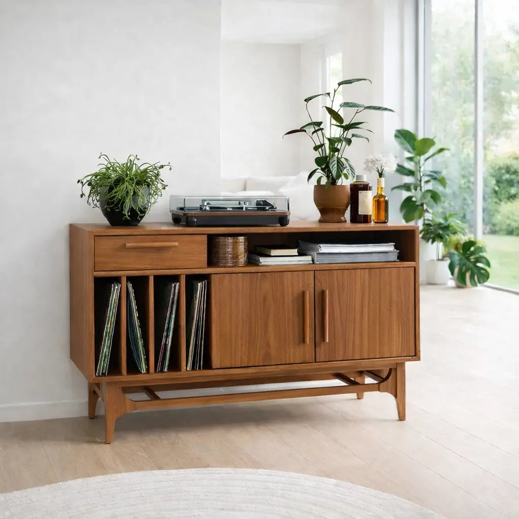 Modern Console Table with Drawer, Cabinet & Open Shelf Lynnsnail