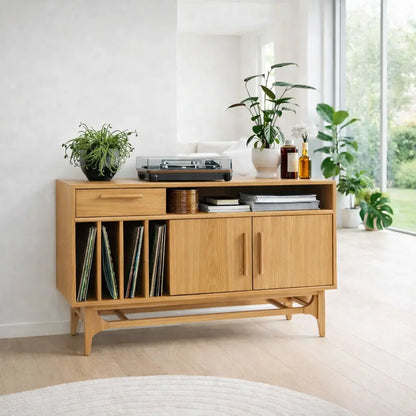 Modern Console Table with Drawer, Cabinet & Open Shelf Lynnsnail