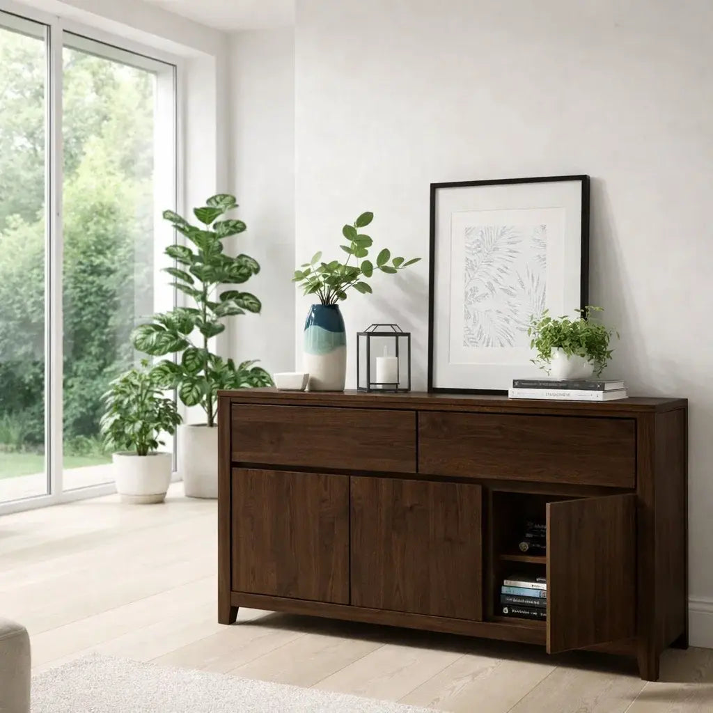 Modern Storage Console Table with Drawers & Doors Lynnsnail
