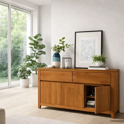 Modern Storage Console Table with Drawers & Doors Lynnsnail