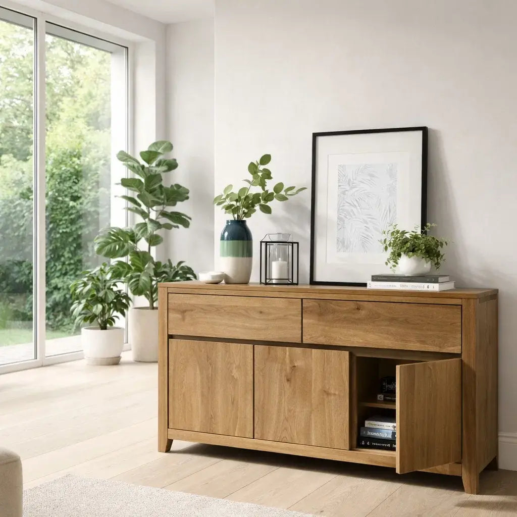 Modern Storage Console Table with Drawers & Doors Lynnsnail
