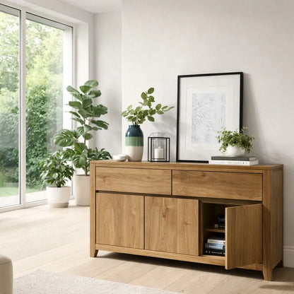 Modern Storage Console Table with Drawers & Doors Lynnsnail