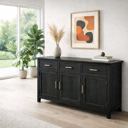 Modern Console Table with Drawers & Double Door Cabinets
