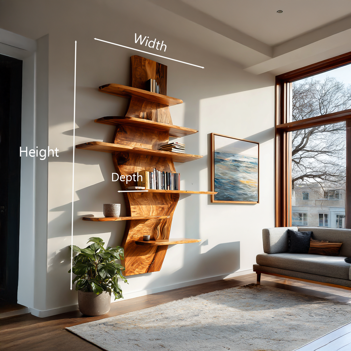 Contemporary Wooden Wall Mounted Bookshelf For Living Room Lynnsnail