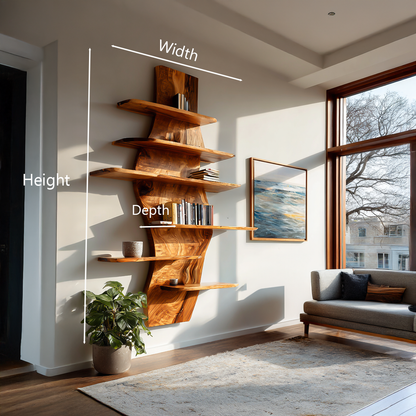 Contemporary Wooden Wall Mounted Bookshelf For Living Room Lynnsnail