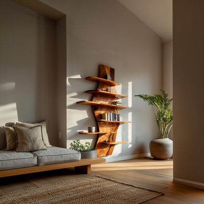 Contemporary Wooden Wall Mounted Bookshelf For Living Room Lynnsnail
