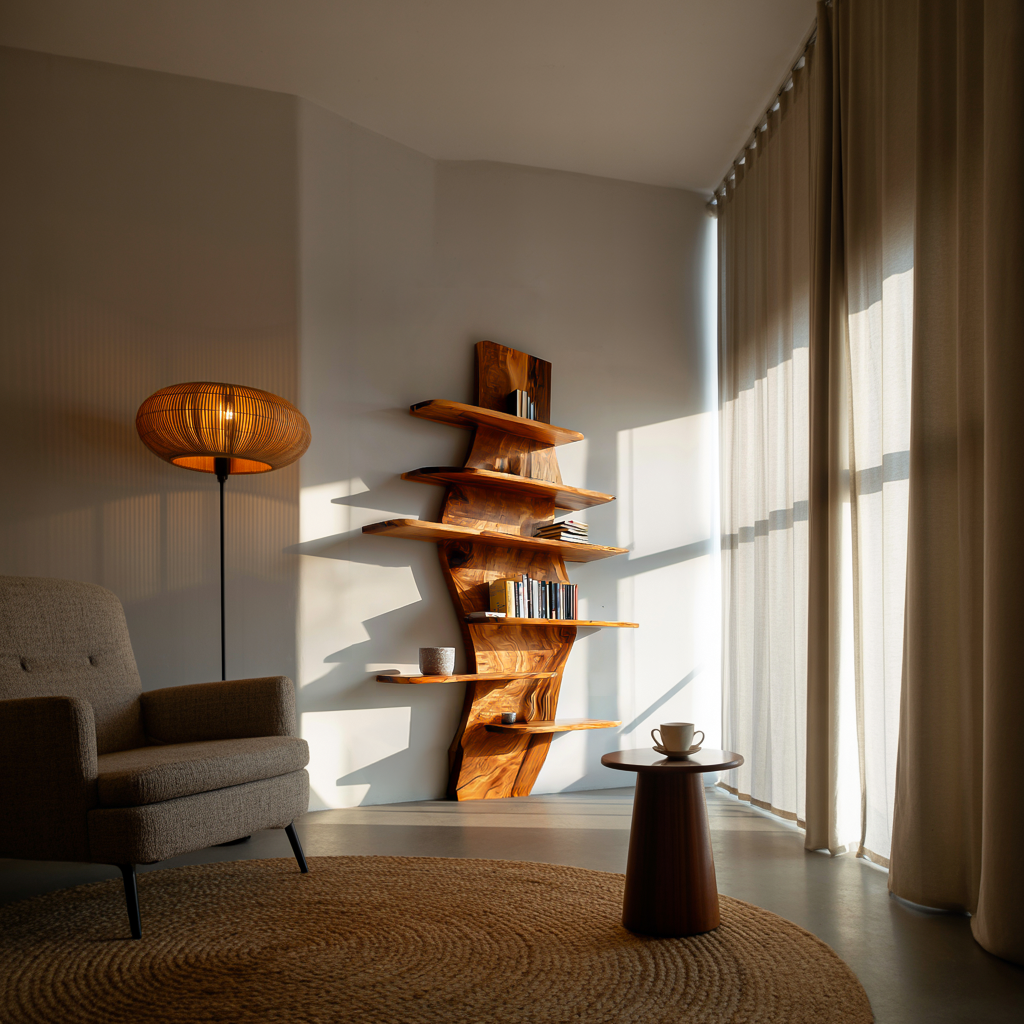 Contemporary Wooden Wall Mounted Bookshelf For Living Room Lynnsnail