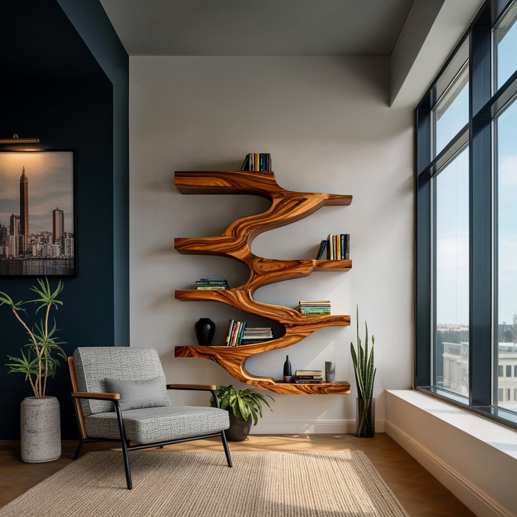 Minimalist Wood Floating Bookshelf For Living Space Lynnsnail