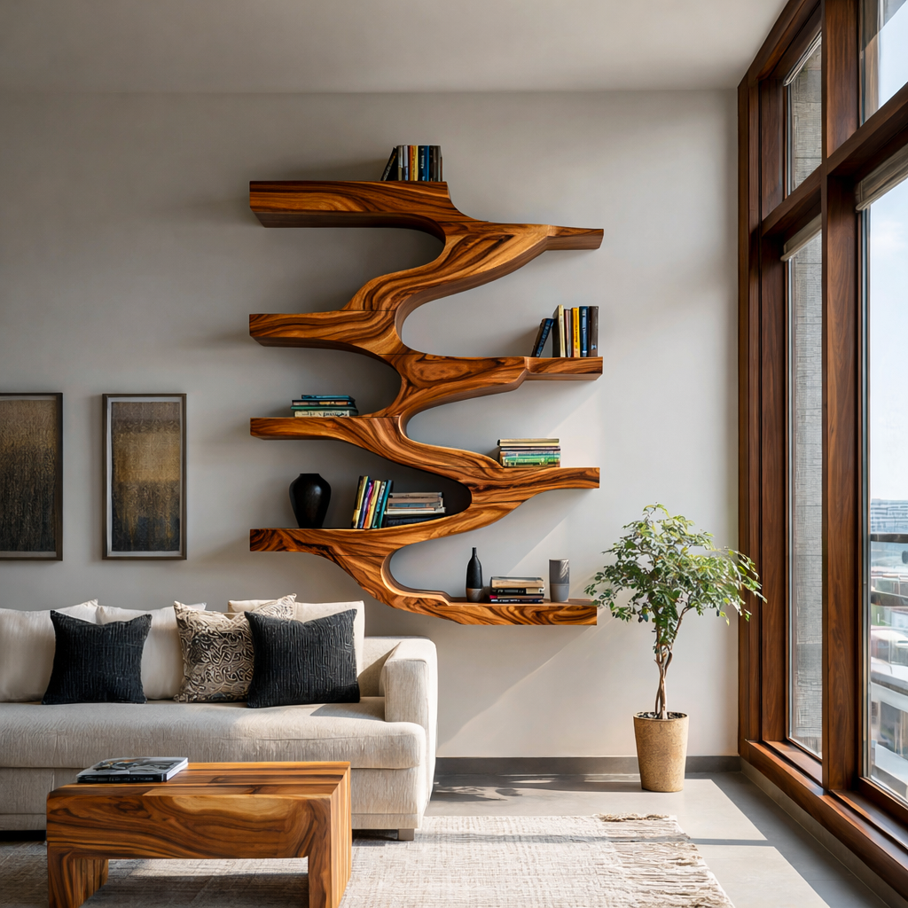 Minimalist Wood Floating Bookshelf For Living Space Lynnsnail