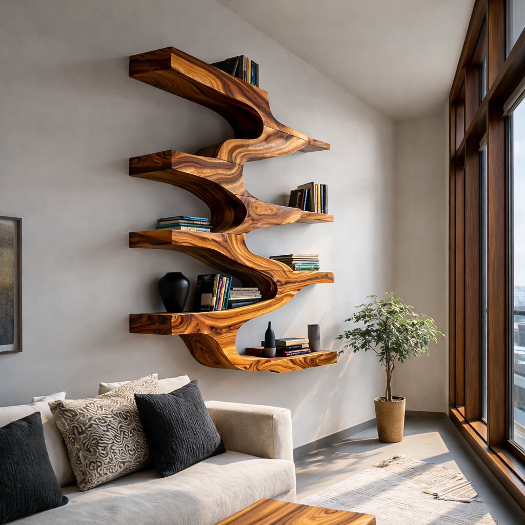 Minimalist Wood Floating Bookshelf For Living Space Lynnsnail
