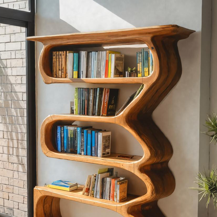 Organic Sculptural Bookshelf Curved Design For Living Room Interior Lynnsnail