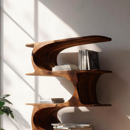 Artistic Curved Bookshelf For Living Room Accent Lynnsnail
