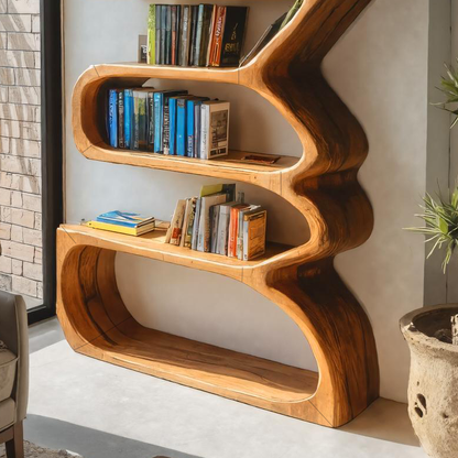 Organic Sculptural Bookshelf Curved Design For Living Room Interior Lynnsnail