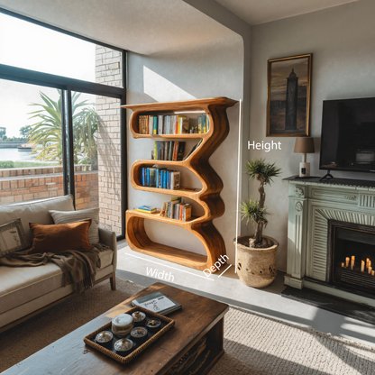 Organic Sculptural Bookshelf Curved Design For Living Room Interior Lynnsnail