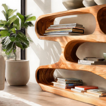 Modern Curved Bookcase For Minimalist Living Room Decor Lynnsnail