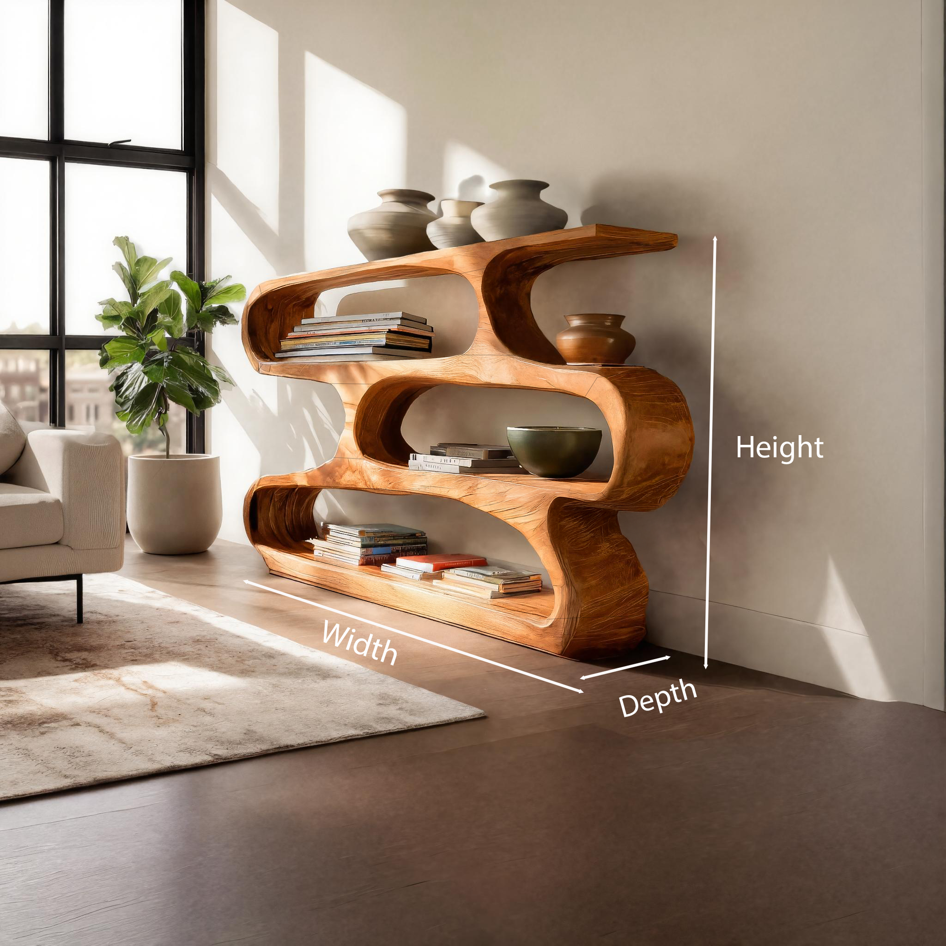 Modern Curved Bookcase For Minimalist Living Room Decor Lynnsnail