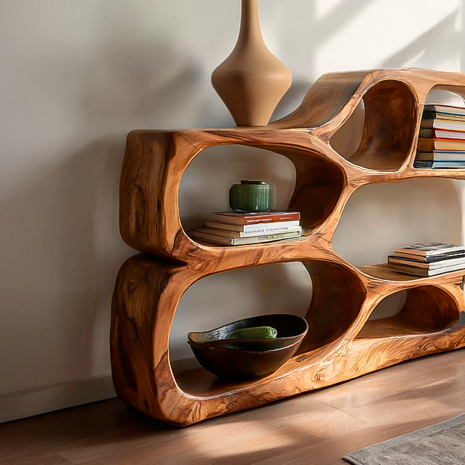 Artistic Curved Bookshelf For Living Room Styling Lynnsnail