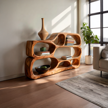 Artistic Curved Bookshelf For Living Room Styling Lynnsnail