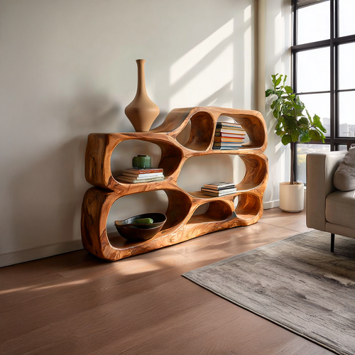 Artistic Curved Bookshelf For Living Room Styling Lynnsnail