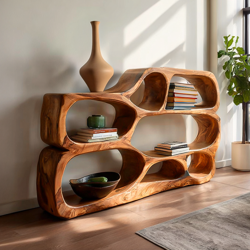 Artistic Curved Bookshelf For Living Room Styling Lynnsnail