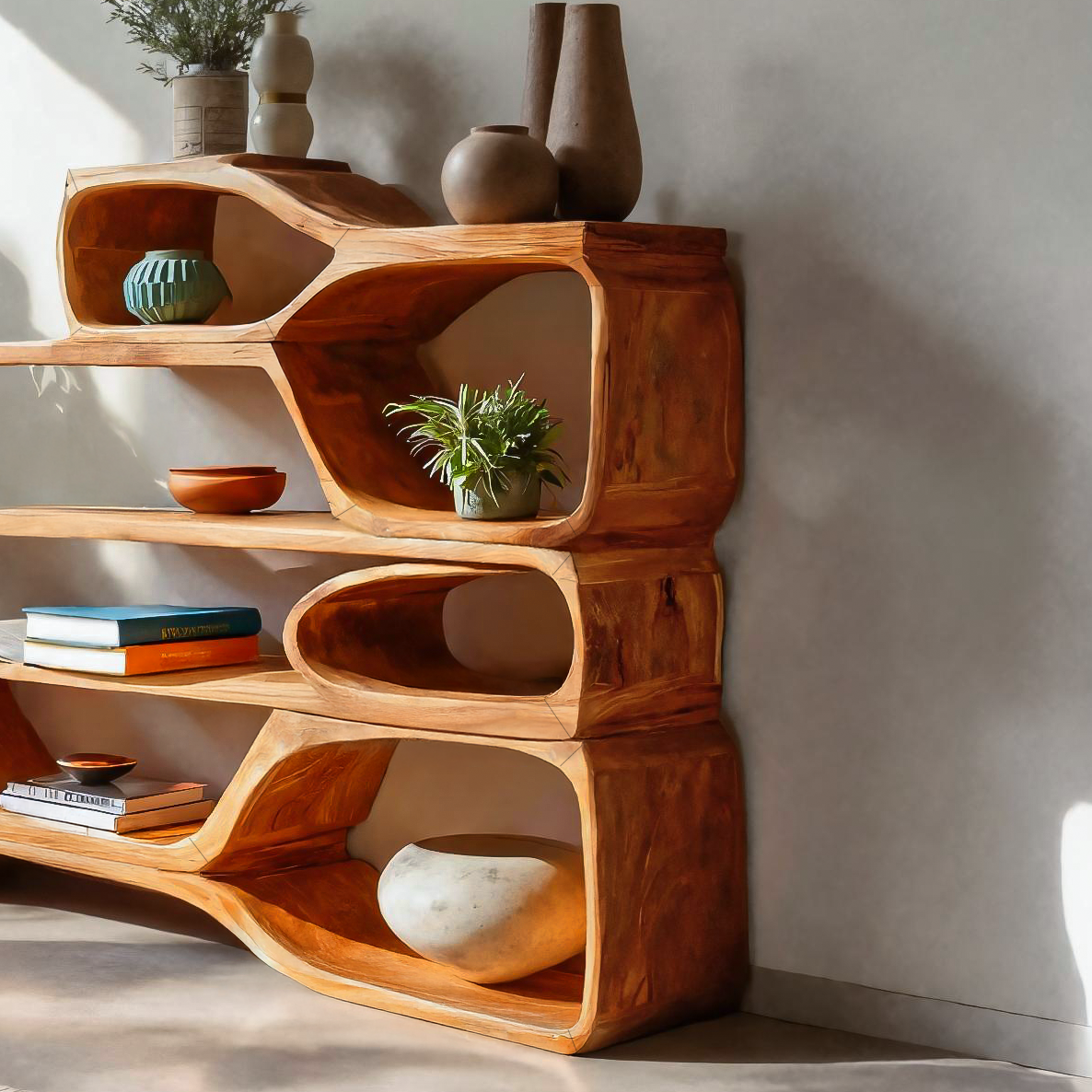Curved Sculptural Bookshelf For Home Decor Lynnsnail
