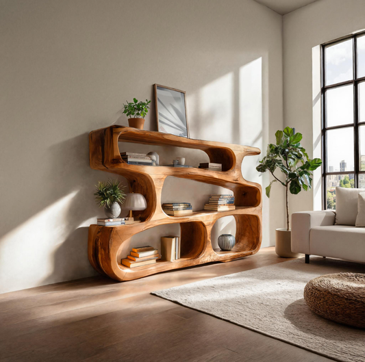 Modern Curved Bookcase Statement Piece For Living Room Lynnsnail