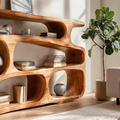 Modern Curved Bookcase Statement Piece For Living Room Lynnsnail
