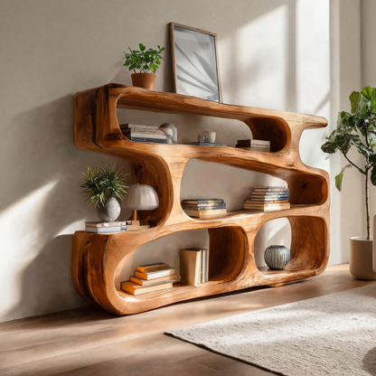 Modern Curved Bookcase Statement Piece For Living Room Lynnsnail