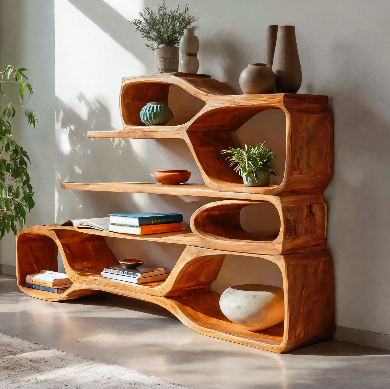Curved Sculptural Bookshelf For Home Decor Lynnsnail