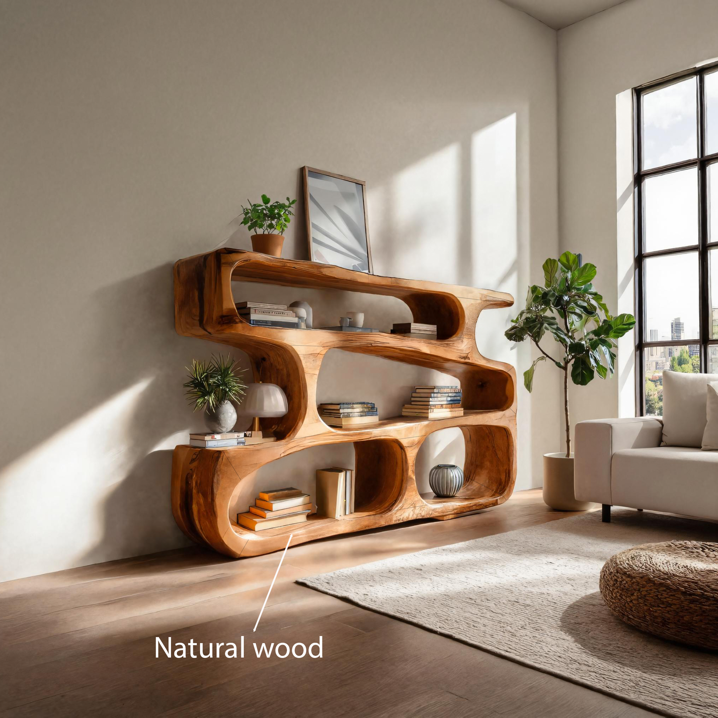 Modern Curved Bookcase Statement Piece For Living Room Lynnsnail