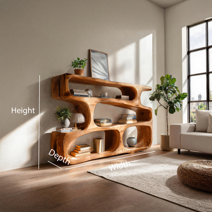 Modern Curved Bookcase Statement Piece For Living Room Lynnsnail